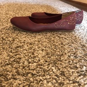 Studded Burgundy Flats